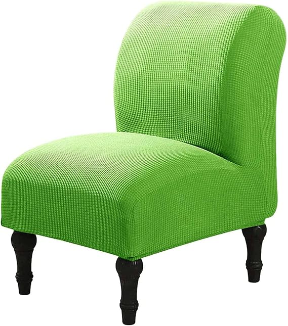 Armless Chair Slipcover, Stretch Jacquard Armless Accent Chair Covers Removable Washable Slipper Chair Slipcovers Furniture Protector Covers for Living Dining Room Hotel (Grass Green,Set of 1)