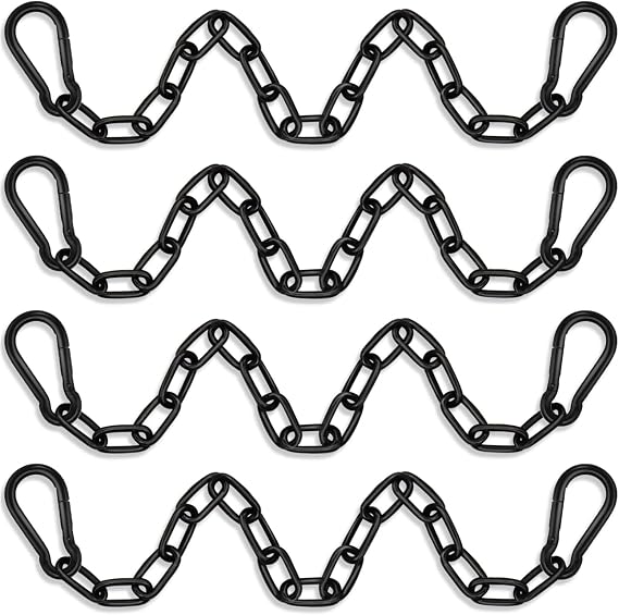 4 Pack Hanging Swing Chain with 8 Carabiners 25.6in, 660LB Capacity Heavy Duty Hammock Hardware Kit for Punching Bags, Swing Chairs, Indoor & Outdoor Gym (Black, 25.6in, 4pcs)