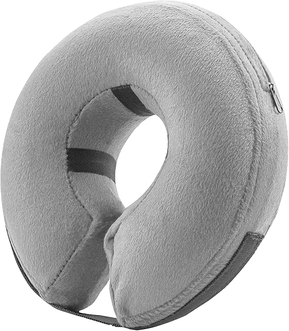 BENCMATE Protective Inflatable Collar for Dogs and Cats - Soft Pet Dog Cone Recovery Collar Does Not Block Vision E-Collar(Medium, Grey)