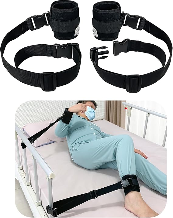 Bed Restraints For Elderly Dementia Patients Medical Limb Holders Hospital Bed Rails For Elderly Adults Safety Bandages Restraint Straps For Ankle, Wrist, Hand, Leg Universal Constraints (2 Pcs)