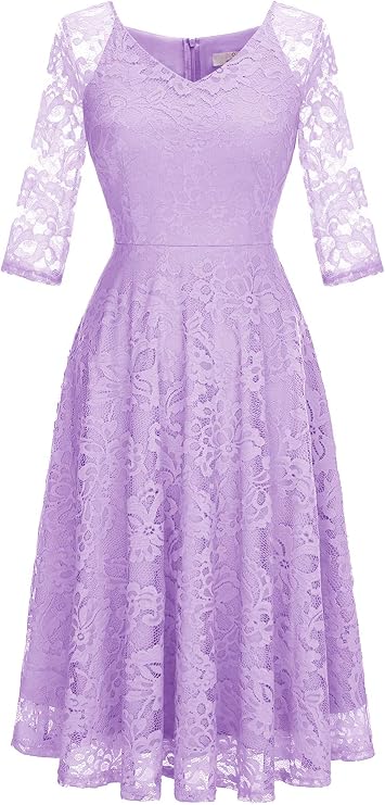 Dressystar Long Sleeves Lace A Line Formal Wedding Guest Dresses