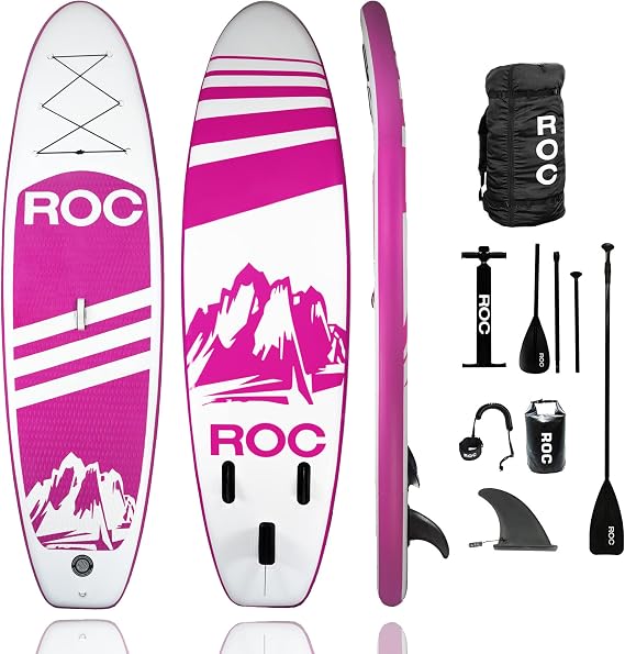 Roc Inflatable Stand Up Paddle Board 10' 6" with Premium SUP Paddle Board Accessories, Wide Stable Design, Non-Slip Comfort Deck for Youth & Adults