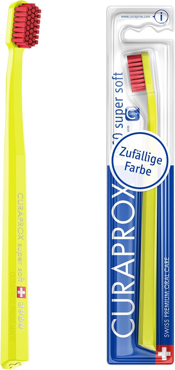 Curaprox CS 3960 Super Soft Toothbrush Adult Gum and Tooth Care | Super Soft Curen Filaments for Gentle Cleaning | Assorted Colours, Single Pack