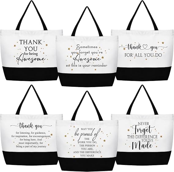 Thank You Canvas Tote Bags Reusable Gift for Women Teacher