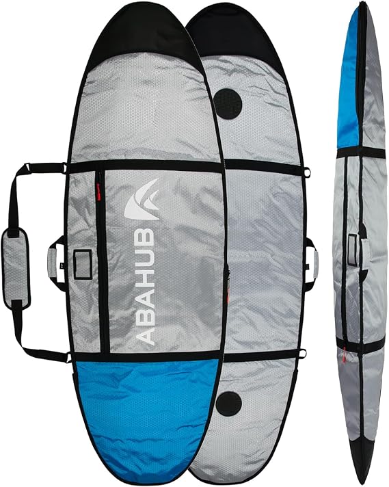Abahub Surfboard Travel Bag, Foam Padded Day Bag Cover for 6'0-10'0 | Surfboard Cover,Travel Bag,Durable,Storage,Transport,Shoulder Strap,Fin Slot,6'0, 7'0, 7'6, 8'0, 8'6, 9'0, 9'6, 10'0