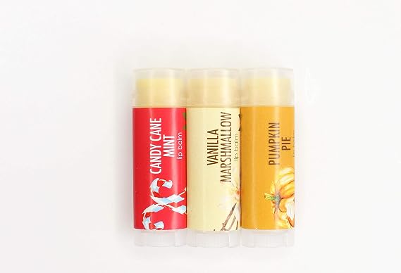 Natural Lip Balm - 3 Pack - Candy Corn, Sugar Cookie & Frosted Gingerbread