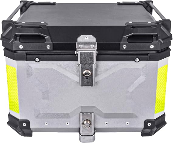 55L Motorcycle Top Case, Aluminum/RV/Yacht/Motorcycle Rear Top Box and Tail Box for Luggage/Helmet/Tools storage Waterproof Silver