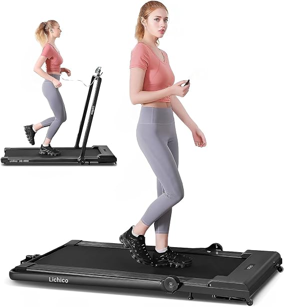 Lichico Walking Pad Under Desk Treadmill,Portable Small Treadmills for Home and Office,Super Quiet Brushless Motorized Walking Jogging Running Machine with Remote Control