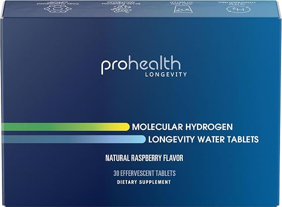 ProHealth Molecular Hydrogen Longevity Water Tablets Natural Raspberry Flavor | Clinically Studied | Third-Party Tested | 80 mg, 30 Tablets