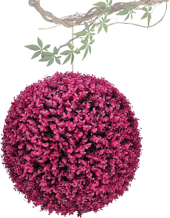 Artificial Plant Topiary Ball 12in, Faux Boxwood Decorative Balls, Decorative Faux Greenery Fake Plants, Garden Spheres Large Outdoor, Artificial Topiary Plant Grass Ball