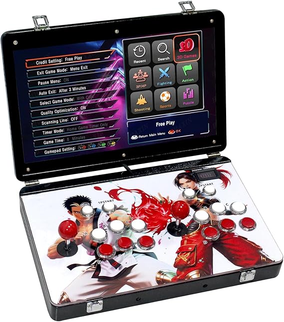Pandora Mini Portable 30000 in 1 Metal Box 3D Arcade Game Console, Folding Notebook 19 inch Screen Retro Electronic Game Console, with Search/Hide/Pause Functions