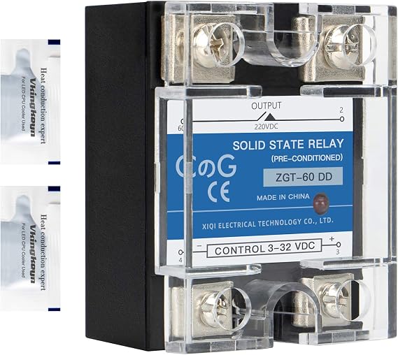 CG Solid State Relay SSR-60DD DC to DC Input 3-32VDC to Output 5-240VDC 60A Single Phase Plastic Cover...