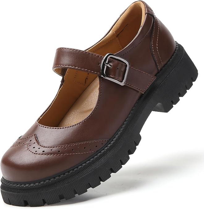 Mary Jane Shoes Women Mary Janes for Women Platform Ladies Non Slip Chunky Maryjane Flats Shoe Casual Dress Comfortable School Shoes