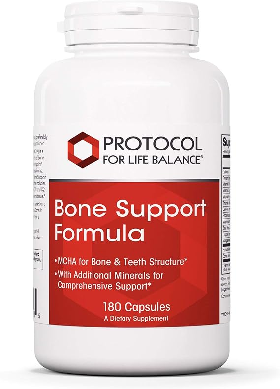 PROTOCOL FOR LIFE BALANCE Bone Support Formula, with Calcium, 180 Caps | Supplement for Bone Strength and Density*, Contains Calcium from Hydroxyapatite, Phosphorus and Boron, Dairy and Soy Free
