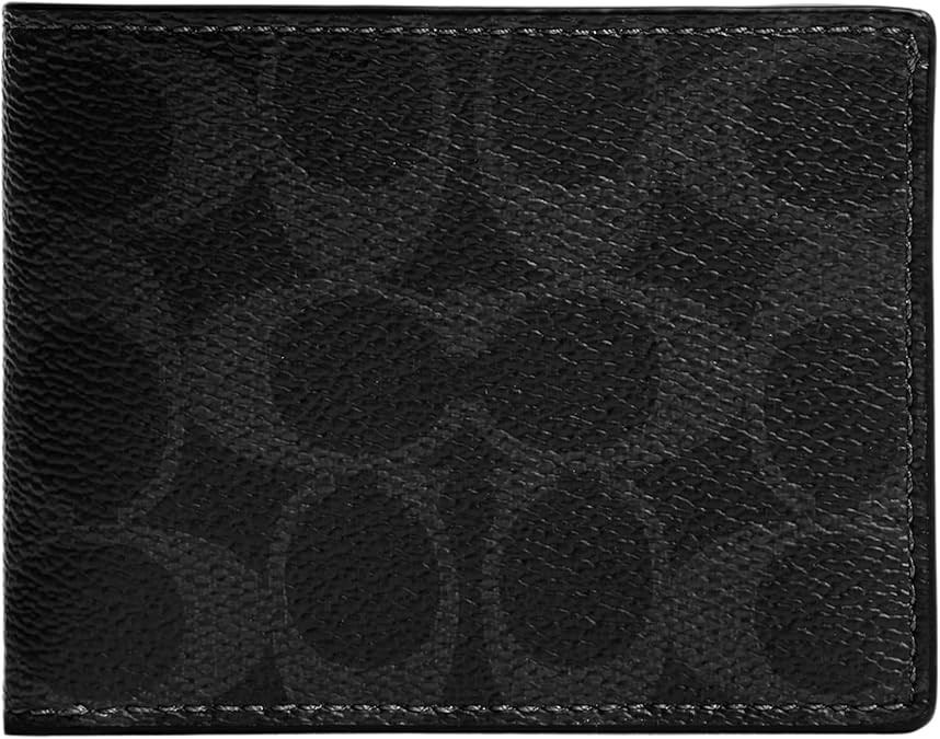 Coach Men's Slim Billfold Wallet Signature Canvas Black