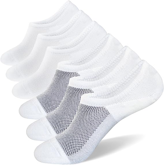 SIXDAYSOX No Show Socks for Men 6/8 pack Cotton Thin Low Cut Non Slip for Loafer Flats Sneakers 5-8/9-11/12-15