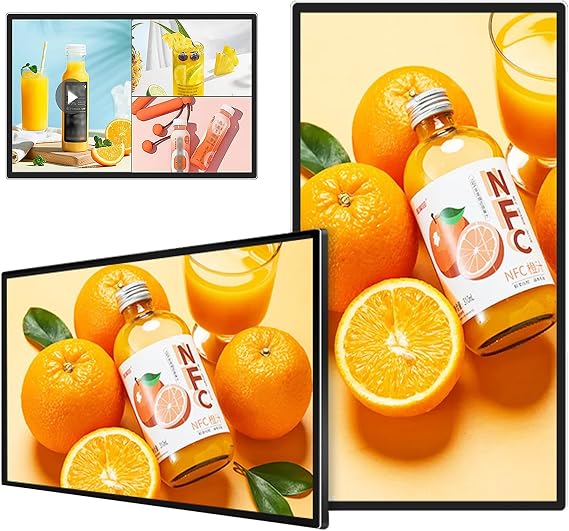 Advertising Machine,32/43/49in Advertising Display Screen,178° Viewing Angle,Smart Split-Screen Function,Remote Control,Loop Playback,Non-Touch,For Restaruant/Shopping Mall 32in