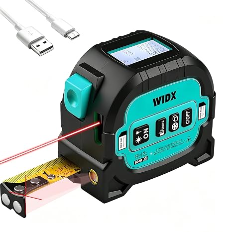 3 in 1 Laser Tape Measure,196ft Laser Range & 16ft Tape with Cross Line
