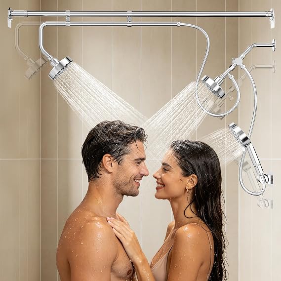 Dual Shower Head with Extra Handheld Sprayer for Couples & Families