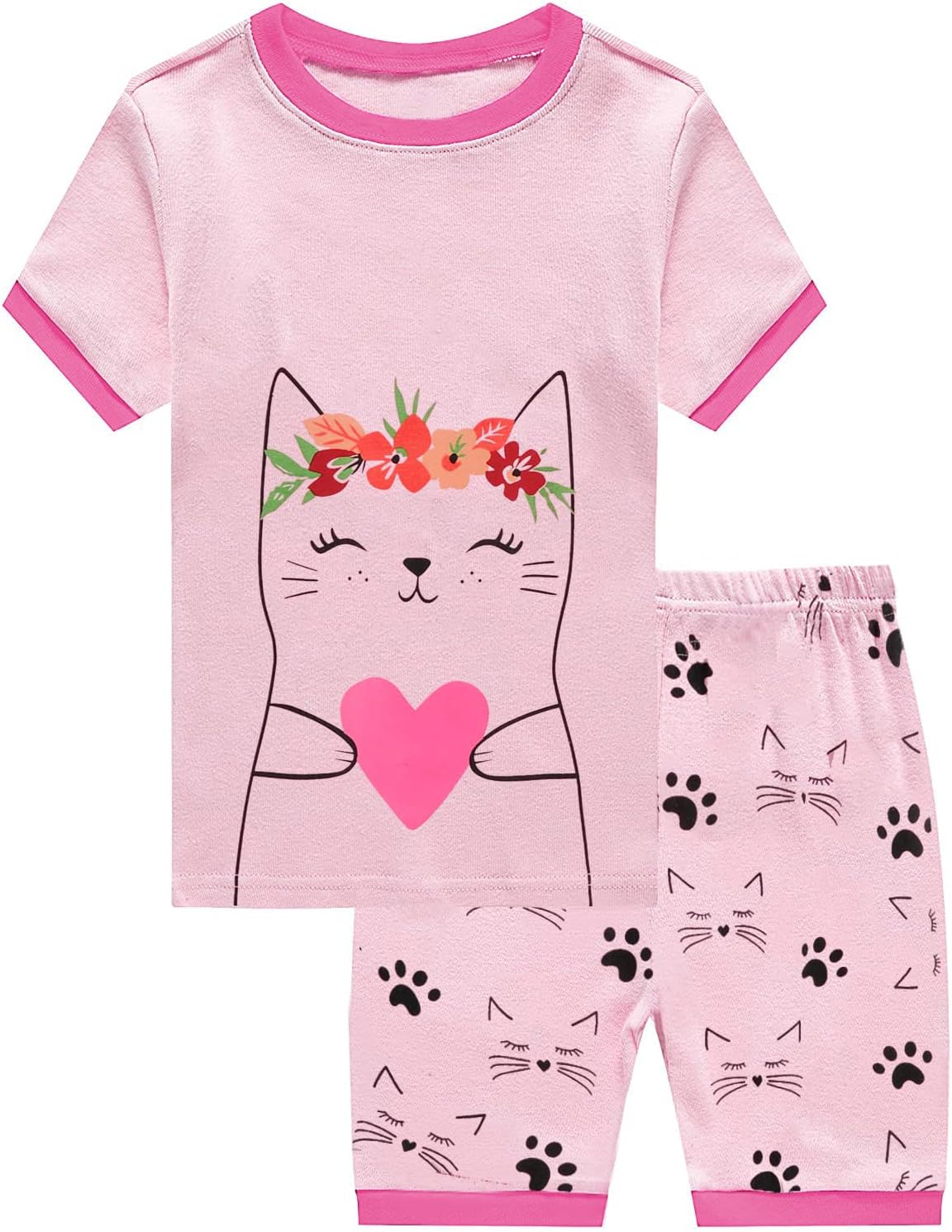 DDSOL Toddler Girls Pajamas Summer Short Sets Baby Pjs Cotton Jammies Kids Sleepwear 1-7 Years