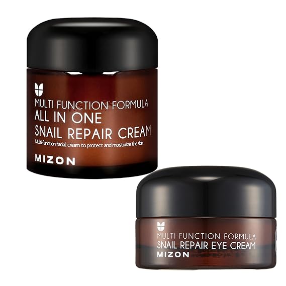 MIZON Bundle All In One Snail Face Moisturizer + Snail Eye Cream Korean Skincare with Snail Mucin