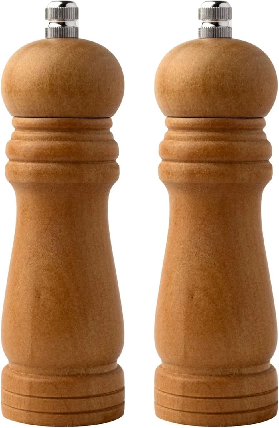 Busstier Medium Size Bamboo Body Wooden Salt Pepper Mill, Spice Grinder 2 Pieces