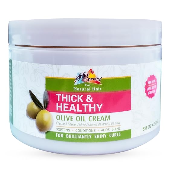 SOF N' FREE n'Pretty GroHealthy Olive Oil Cream for Hair Growth - Reduces Breakage, Rebuilds, Strengthens & Protect Hairs for Healthy, Shiny, Longer, and Thicker - 8.8 oz (Pack of 1)