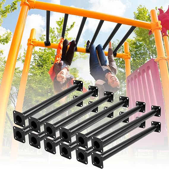 12 Pcs 16.5" Black Outdoor Monkey Bars for Playground