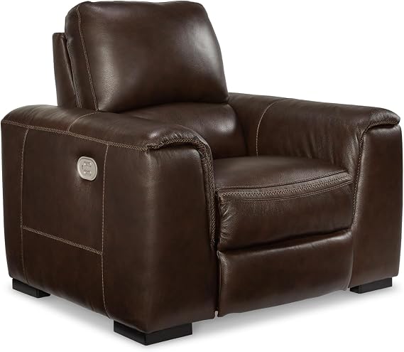 Signature Design by Ashley Alessandro Modern Power Recliner with Adjustable Headrest, Dark Brown