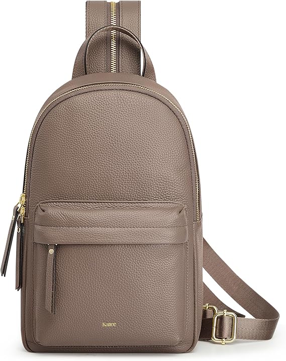 Kattee Sling Bag for Women, Leather Crossbody Purses for Women, Sling Backpack Travel Bag with RFID Blocking, Khaki