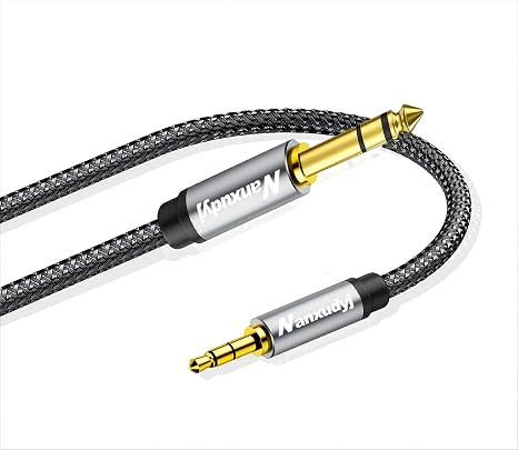 6.35mm to 3.5mm AUX Cord 1ft, 3.5mmTRS 1/8" Male to 6.35mm 1/4" Male Stereo Audio Cable Nylon Braid Aux Cord Cable Compatible Headphones,Laptop,Home Theater Devices,and Amplifiers & More