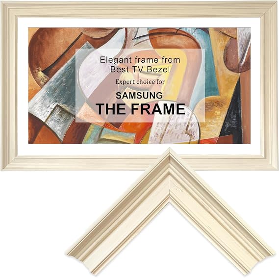 Samsung The Frame TV Bezel/Mounts Modern White,Compatible ONLY with Samsung The Frame TV 65"/PRO(Fits 2021-2026 models, model codes:65LS03A/B/C/D/FA/FW/HE/HW) (Ivory White, 65-LS03)