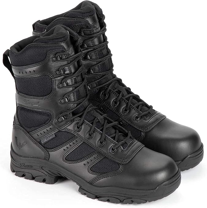 Thorogood Deuce 8" Waterproof Side-Zip Tactical Boots for Men and Women with Composite Safety Toe, Full-Grain Leather, and Slip-Resistant Outsole; BBP & Rated