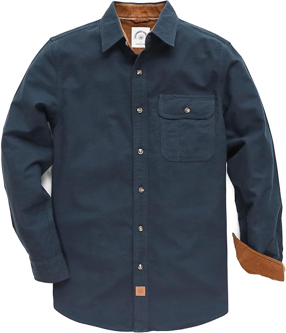 Dubinik® Men’s Flannel Shirt Chequered Long-Sleeve Button-Down Casual Shirt with Chest Pocket Regular Fit