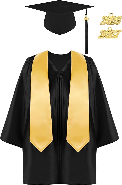 SOMSOC 4 Pieces Kindergarten Graduation Cap and Gown Set for Preschool Nursery Kids Graduation Stole Gown with 2026 Tassel