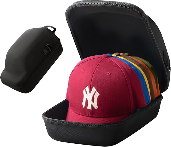 OZUECCR Hard Hat Travel Case Storage for Baseball Caps with Carrying Handle and Adjustable Shoulder Strap, Hat Organizer Protects up to 6 Hats, for Travel and Home Storage (Black)