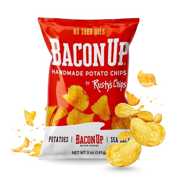 Bacon Up Sea Salt Potato Chips - Fried in Bacon Fat, No Seed Oils, 1 Pack