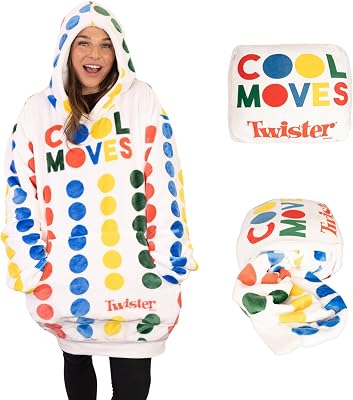Plushible Wearable Blanket Hoodie - Oversized Hasbro Twister Themed Long Sleeve Sweatshirt Pocket - 2-in-1 Oversized Hoodie Blanket Pillow - Cozy Snugible Gifts for Men and Women