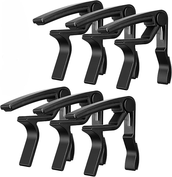 Capo 6 Pack Guitar Capo for Acoustic Electric Guitar Ukulele Bass Banjo Mandolin Capo (Classic black - 6Pcs)