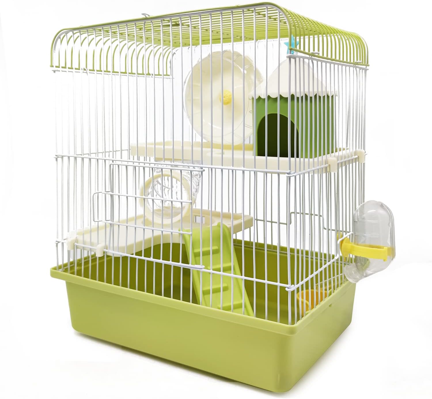 BPS® Hamsterkäfig Mini-Chalet-Haus für Hamster mit Futternapf Tränke Rad Tunnel Farbe wird nach Zufallsprinzip versandt BPS-1382