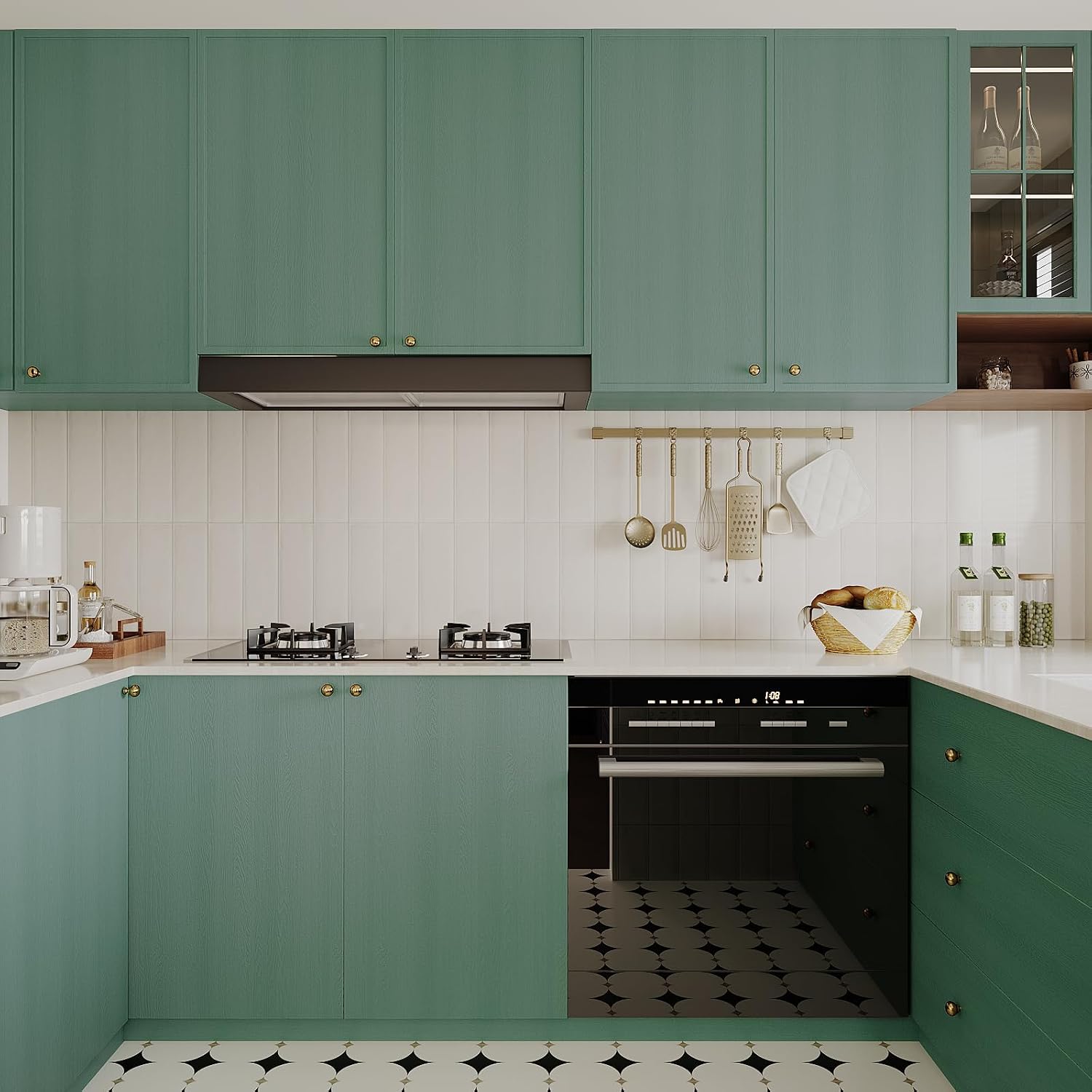 VaryPaper Rustic Green Wood Contact Paper Peel and Stick Countertops Wood Wallpaper Waterproof Wood Grain Vinyl Wrap for Cabinets Desk Table Removable Self Adhesive Wood Laminate Sheets 15.7x78.7'