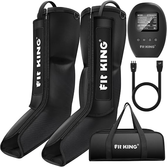 FIT KING Air Compression Leg Massager for Recovery, Foot and Calf Massager | Sequential Boots for Muscle Relaxation, Zipper Wearing, Not Cordless, FSA-HSA