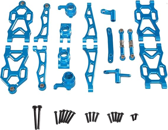 RC Car Parts for JJRC Q130A Q130B Q141 for SCY 16101 16102 Pro 16103 16104 RC Car Upgrade Metal Parts Suspension Arm Wheel Seat Steering Cup Set Decoration Accessories(Blue)