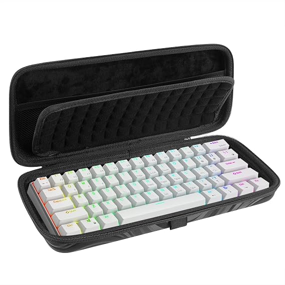 60% Keyboard Hard Travel Case, for 61 Key Mechanical Keyboard Carrying Bag, Compatible with RK Royal KLUDGE RK61, Razer Huntsman Mini 60%, SteelSeries Apex Pro Mini