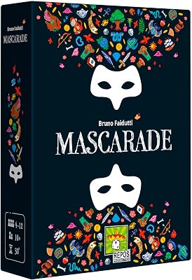 Mascarade Party Game 2nd Edition - Masked Bluffing and Deduction Strategy Game, Family Game for Kids & Adults, Ages 10, 2-13 Players, 30 Minute Playtime, Made by Repos Production