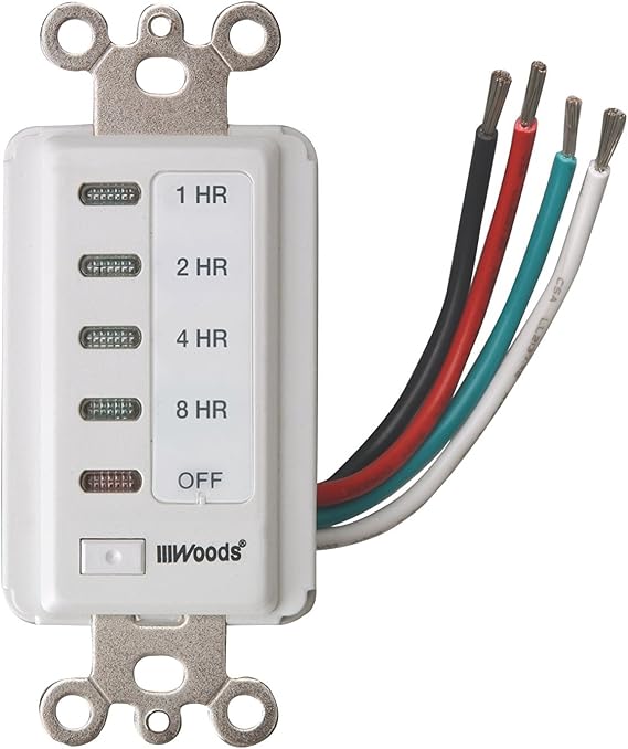 Southwire Woods In-Wall 8-Hour Digital Countdown Timer - Automatic Shut-Off Timer - Energy-Efficient Wall-Mounted Timer - Durable Digital Timer - Easy-Installation Indoor Timer