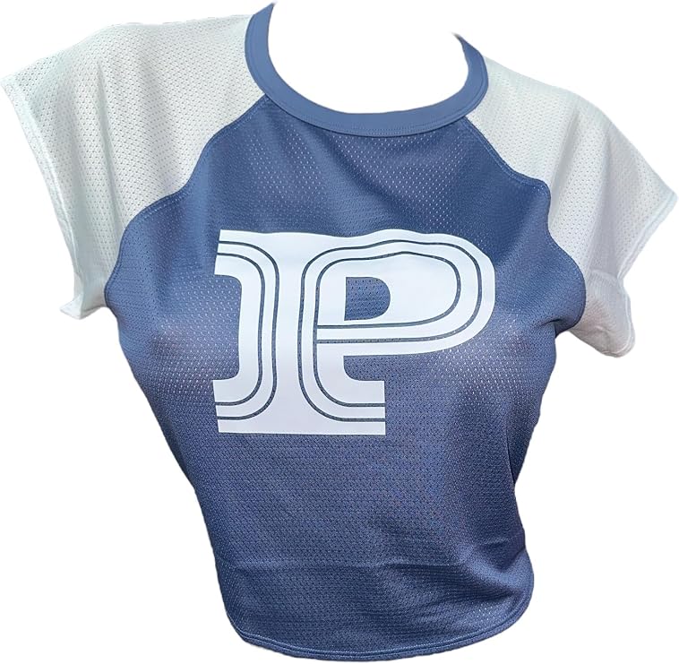 Victoria's Secret Pink Mesh Cropped Ringer Tee Short Sleeve Color Blue/White New, Tie Dye