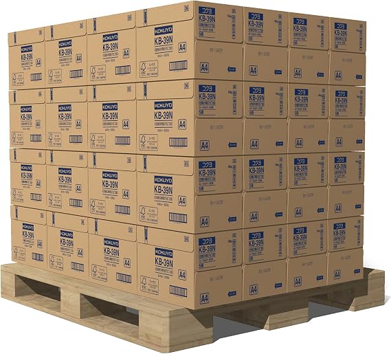 Kokuyo Printer Paper, Copy Paper, 1 Pallet 320 Sheets, A4 KB, Copy Paper, Thickness 0.09mm, 64gsm, 80 Bright ISO, 16000 500 Sheets x 320 Sheets, FSC Certified KB-39N