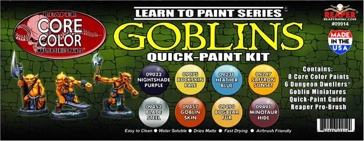 Reaper Miniatures: 09914 - Learn to Paint Goblins Quick-Paint Kit