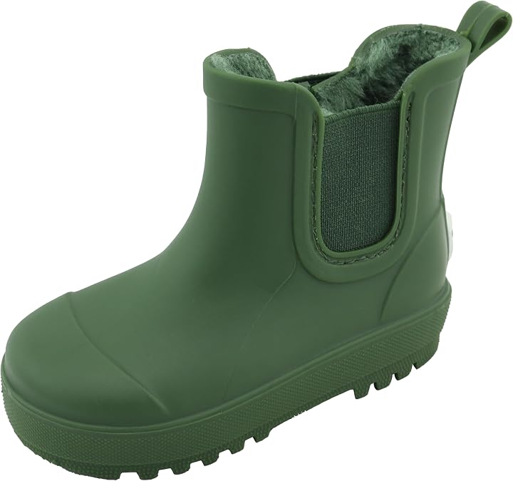 BEARPAW Toddler and Kids' Rain Boots with Faux-Fur Lining Waterproof Rubber Chelsea Boot for Boys & Girls